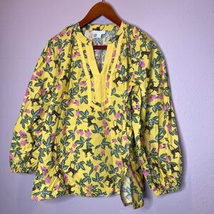 Charter Club printed long sleeve tunic top features a vibrant monkey and floral